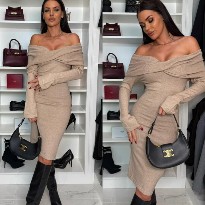 Off-shoulder chic bodycon midi dress