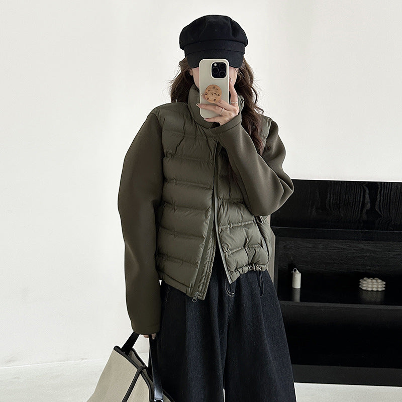 Ladies functional down jacket with pockets and high collar Amarae