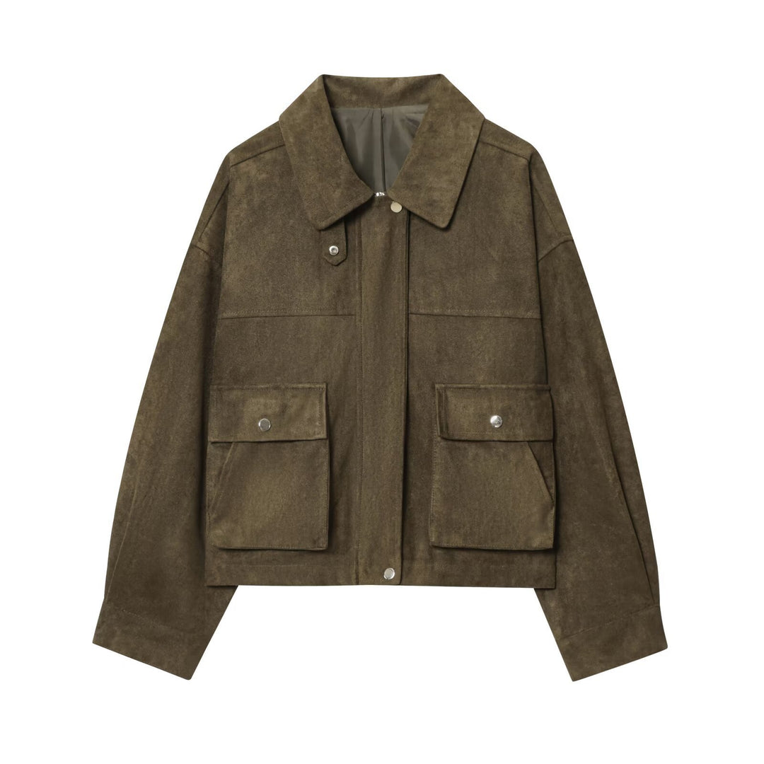 Trendy utility jacket for women with patch pockets and textured material Lune London