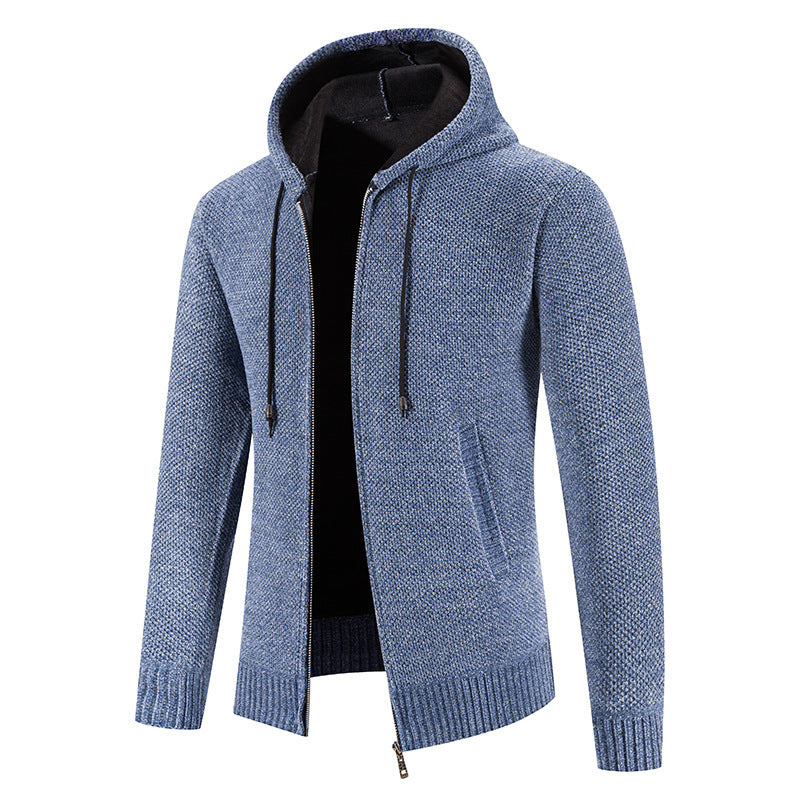 Men's knit hoodie jacket with structured design Lune London