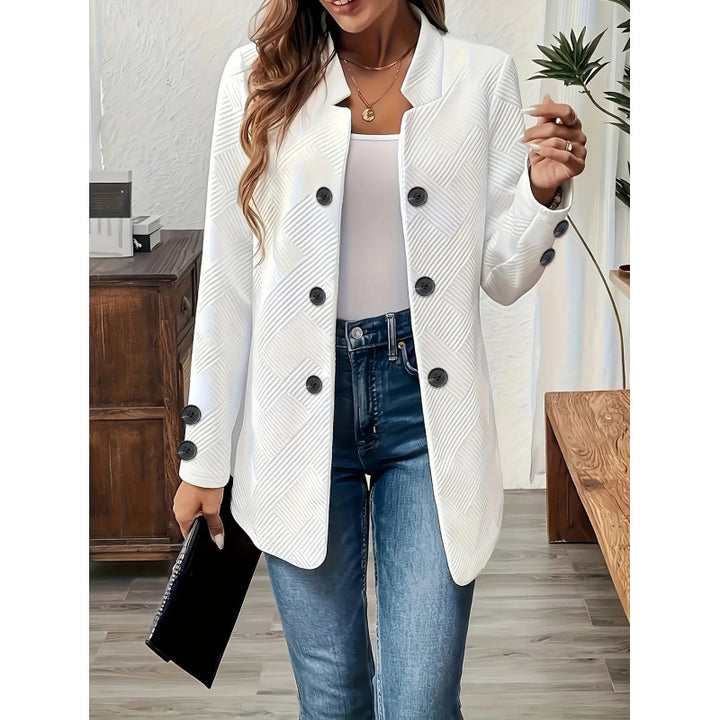 Women Tailored Long Blazer with Textured Quilted Look Amarae