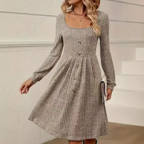 Knit dress for women with button placket Amarae