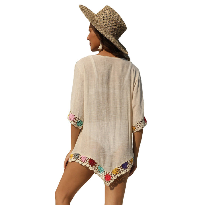 Amarae fringed embroidered beach tunic for women