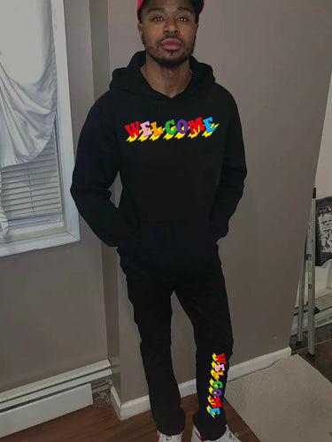 Men's hoodie and jogger pants set with vibrant inscription Amarae