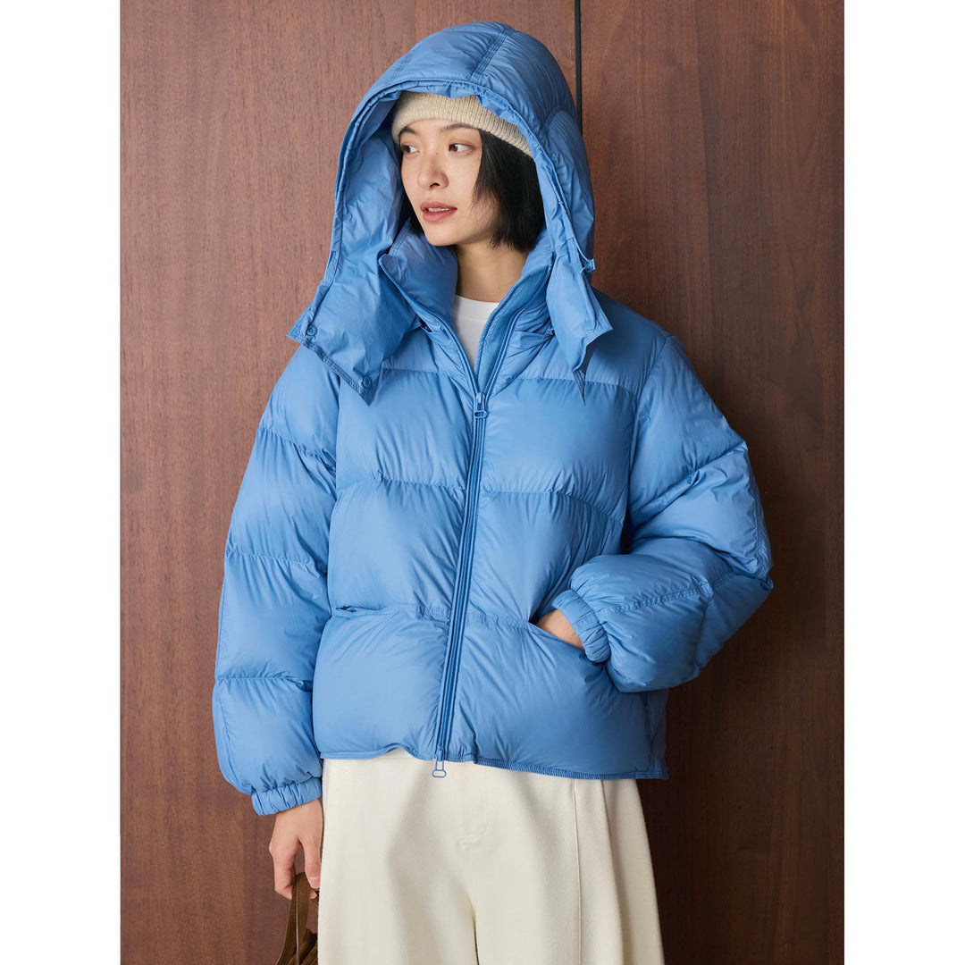 Women's short-cut volume padded jacket with XXL hood and drawstring Amarae