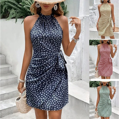 High waist wrap dress for women with elegant halter neck Amarae