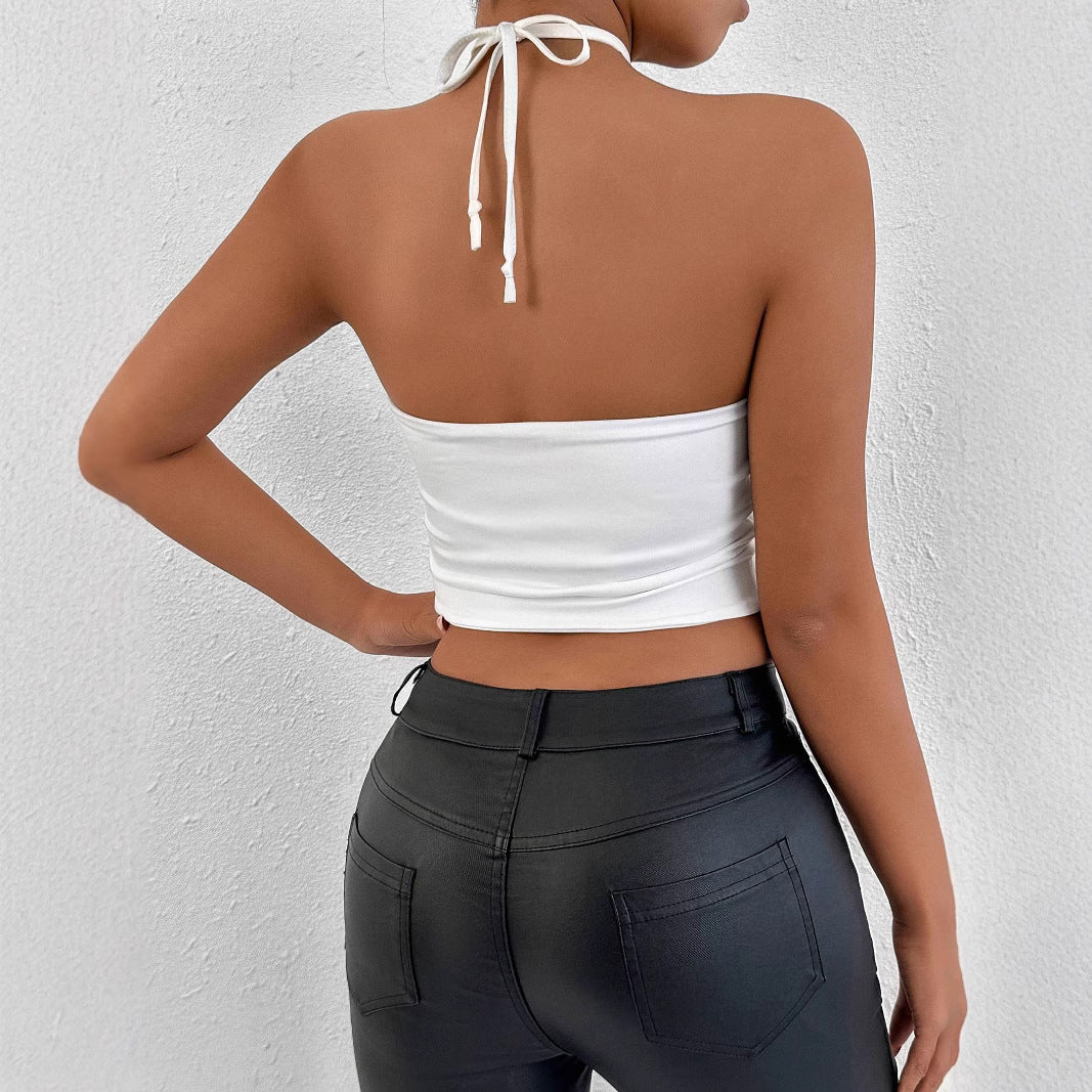 Women's crop top with crossed straps and fitted cut Lune London