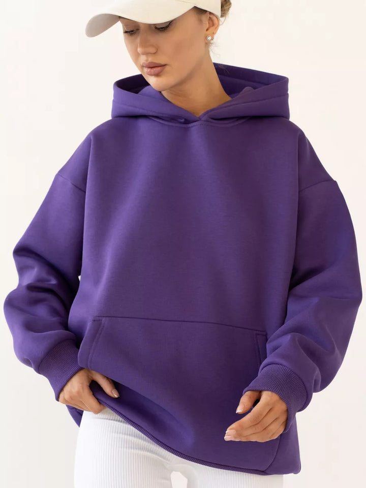 Ladies oversized hoodie with a practical kangaroo pocket design Lune London
