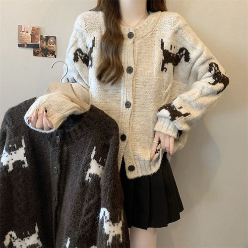 Women Knitted gilet with animal patterns and comfortable oversized cut Amarae