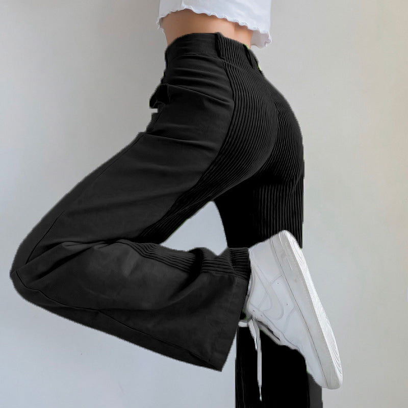 High-waisted corduroy pants for women with permanent pleats Lune London