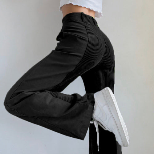 High-waisted corduroy pants for women with permanent pleats Amarae