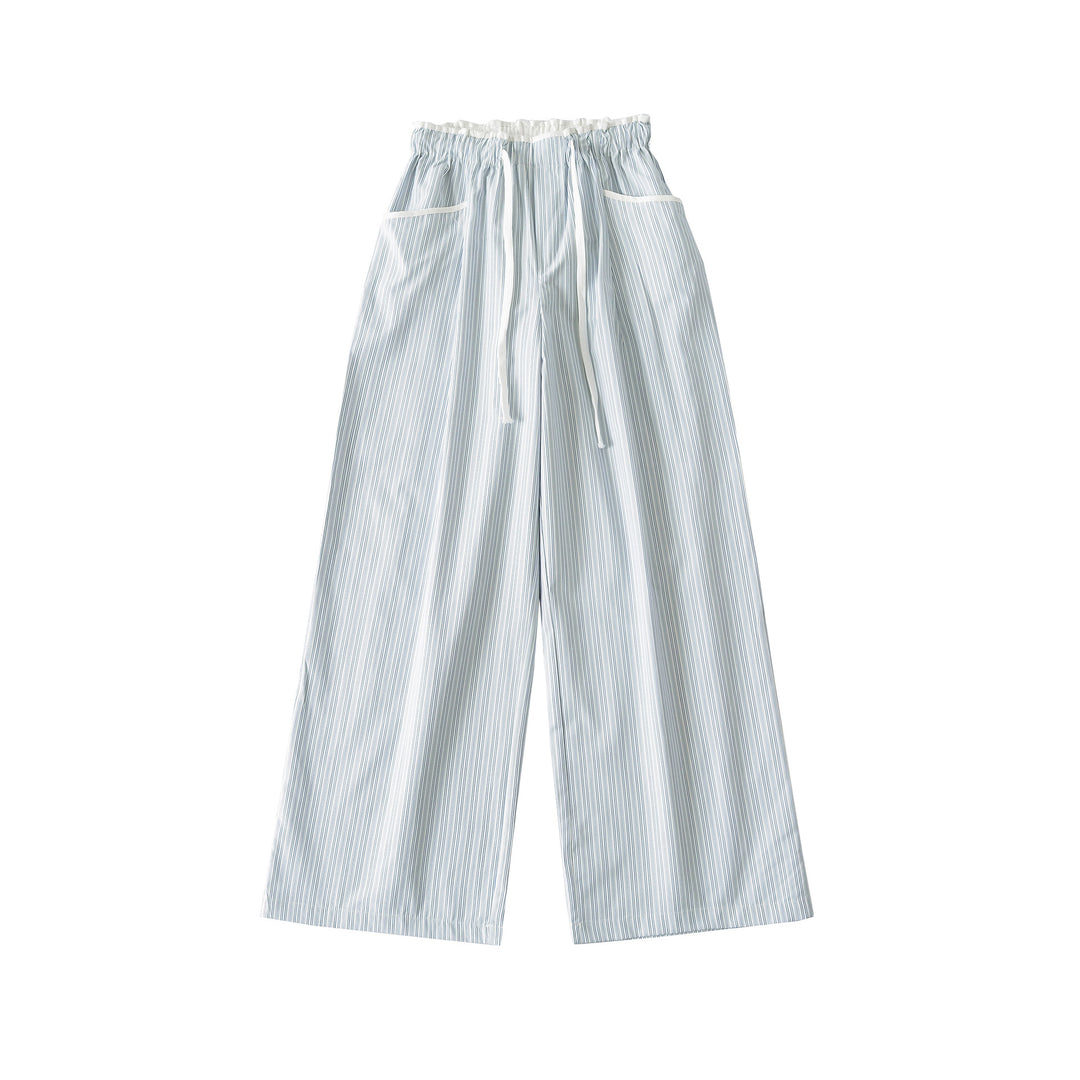 Women's Wide Culotte Pants with Drawstring Waist and Patch Pockets
