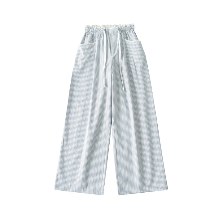 Women's Wide Culotte Pants with Drawstring Waist and Patch Pockets