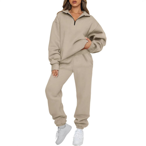 Oversized women's tracksuit set with high collar and zipper Amarae