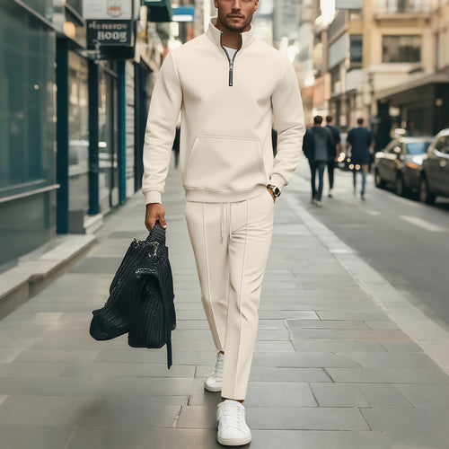 Casual sweatshirt set for men with modern zipper and elasticized waist Amarae