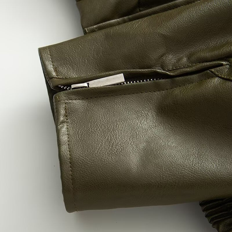 Faux leather jacket for women with elastic waist and relaxed fit Lune London
