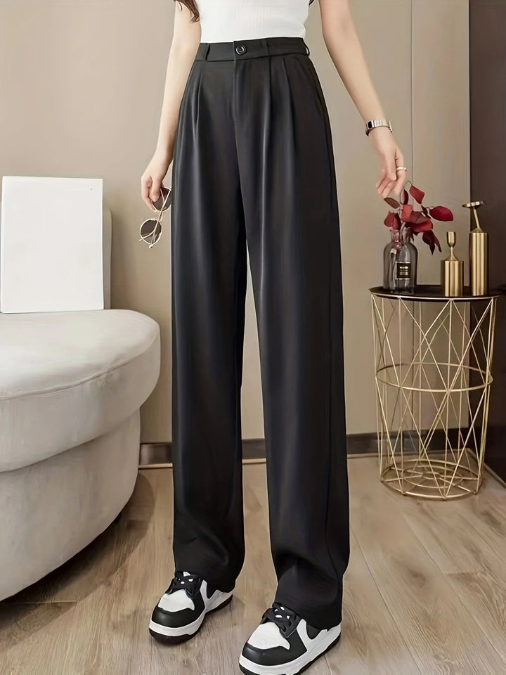 High-waisted pleated wide-leg pants for women Lune London