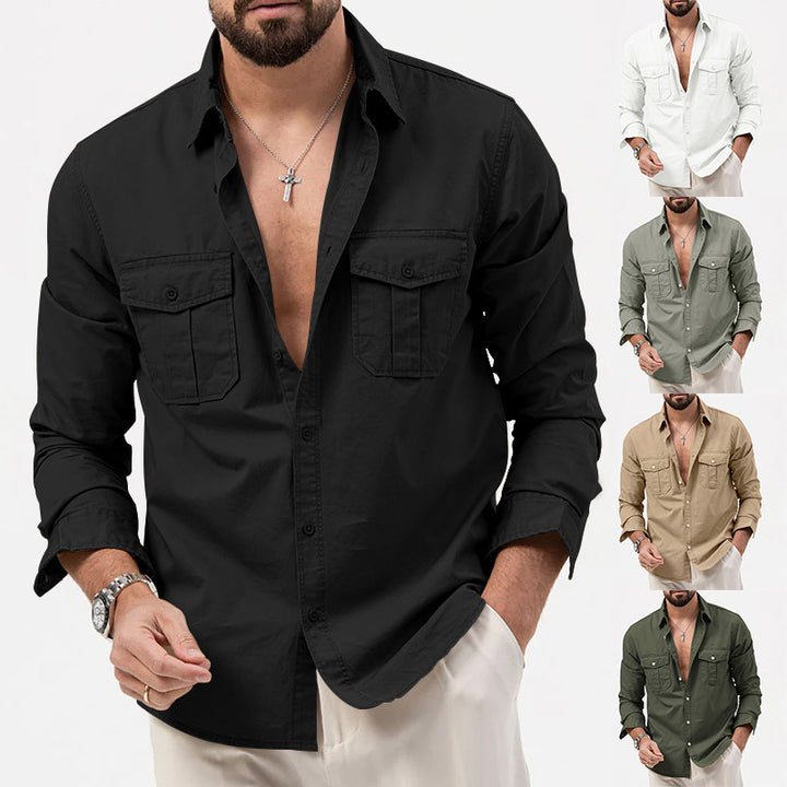Long sleeve shirt for men with two chest pockets and modern fit Lune London