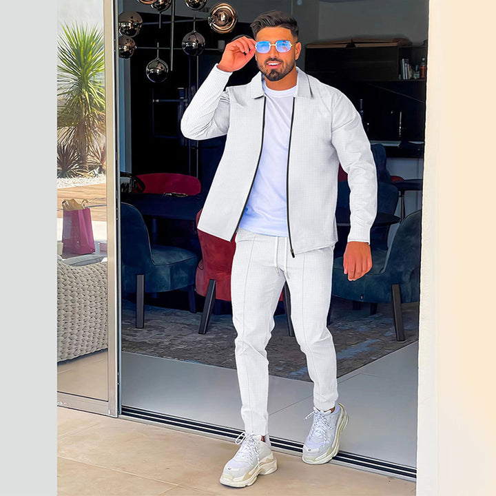 Men's sports training set with a textured long sleeve top and comfortable jogger pants Lune London