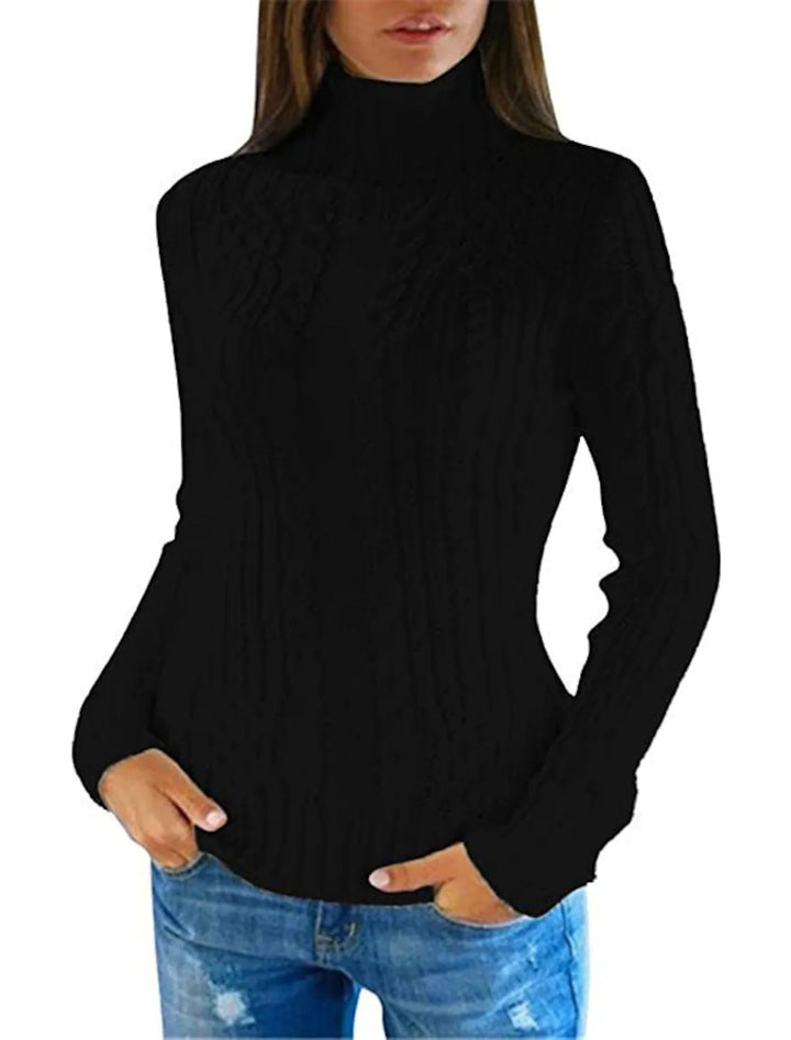 Ladies high quality knit sweater with turtleneck and twisted pattern Lune London