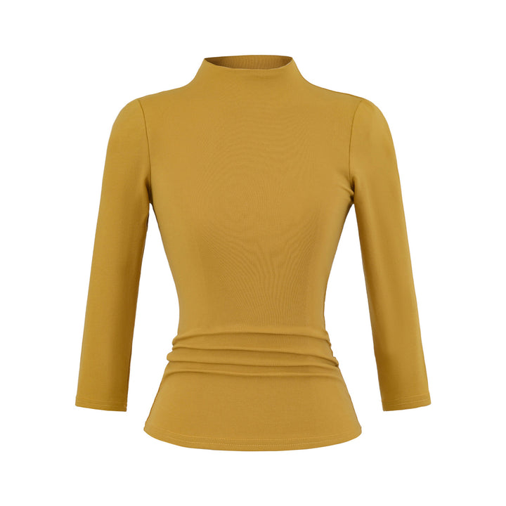 Long Sleeve Women's Shirt with Mock Neck and Ruching Details Lune London