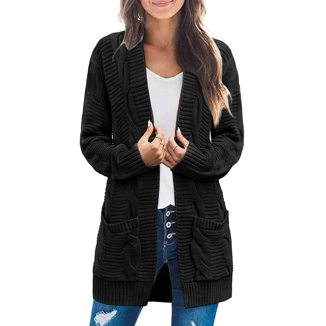 Cardigan en tricot épais pour femmes avec poches et aspect de point texturé Chic & Stil