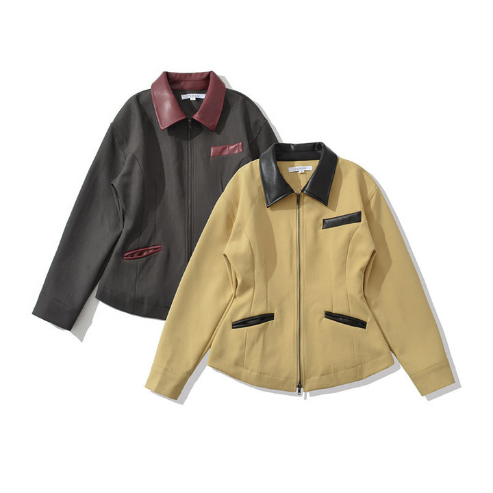 Ladies fashionable transition jacket with high collar and practical flap pockets Lune London