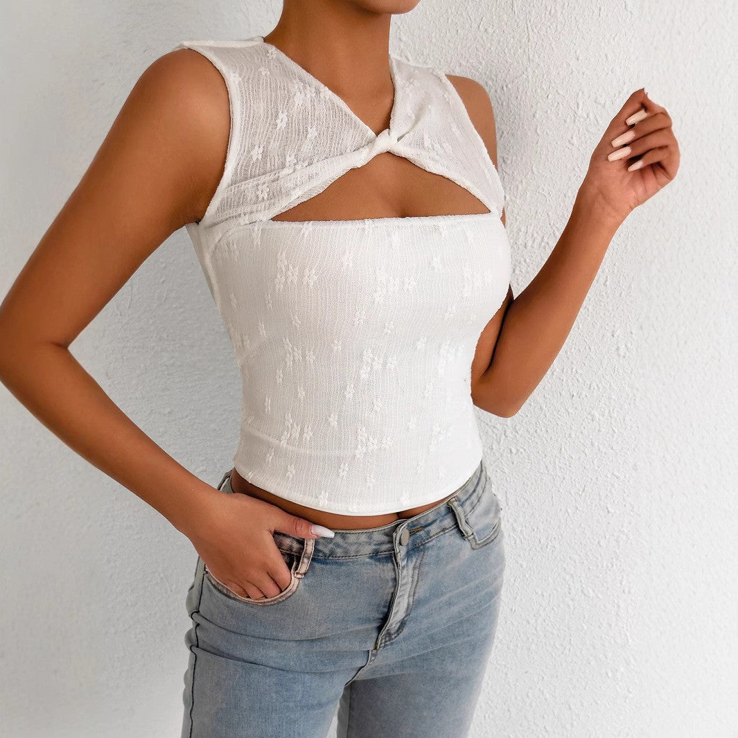 Women's Cut-Out Top with Knotted Design Lune London