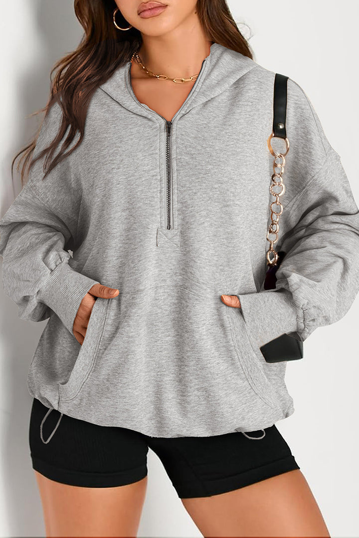 Women's Oversize Half-Zip Hoodie with Kangaroo Pocket Amarae