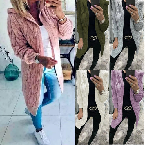 Ladies Long Cardigan with high quality twisted pattern and relaxed fit Amarae