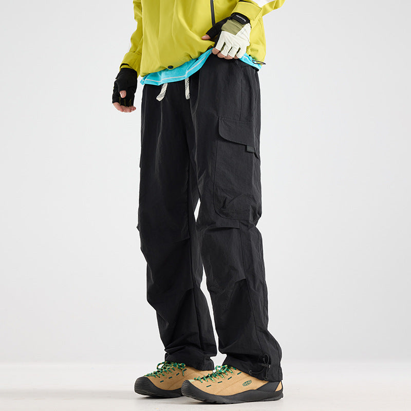 Men's Lightweight Technical Cargo Trekking Pants with Drawstring Waist, Utility Pockets and Adjustable Leg Openings Amarae