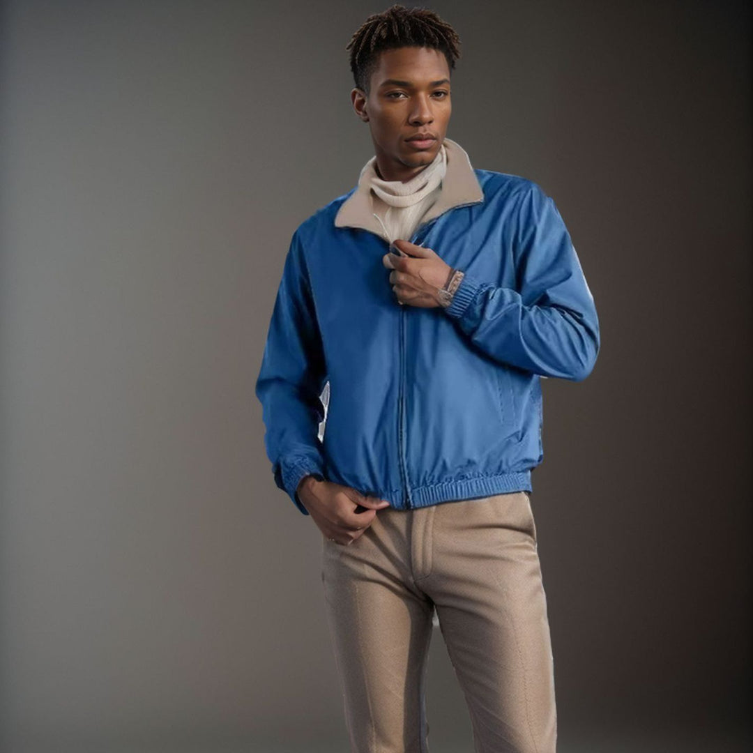 Lightweight jacket for men with high collar and practical zip pockets Lune London