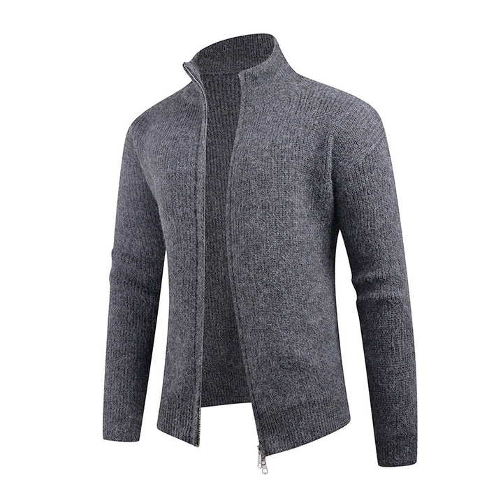 Knitted pullover for men with modern zipper and textured fabric Lune London