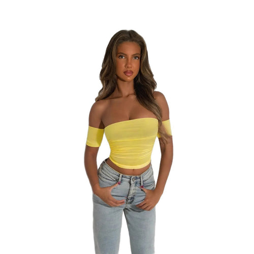 Women's Off-Shoulder Blouse made of elastic material with a figure-flattering cut Amarae