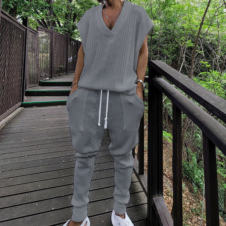 Ladies chic V-neck knitted jumpsuit with comfortable pants Lune London