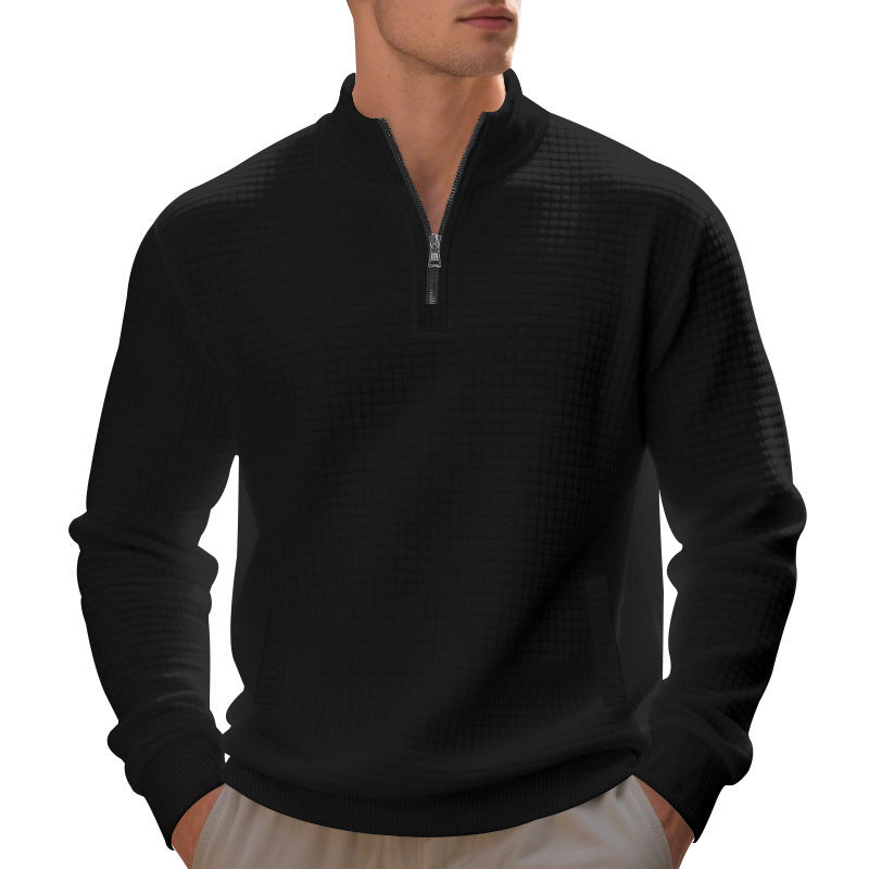Sporty pullover for men with zipper and textured surface Lune London