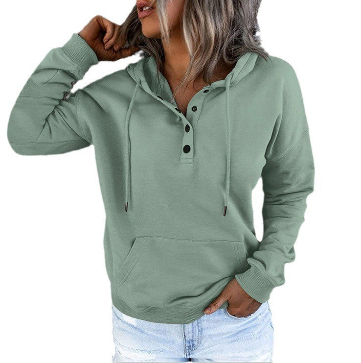 Sporty hoodie for women with button placket and relaxed fit Lune London