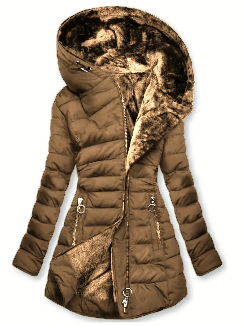 Ladies long winter coat with soft inner lining Lune London