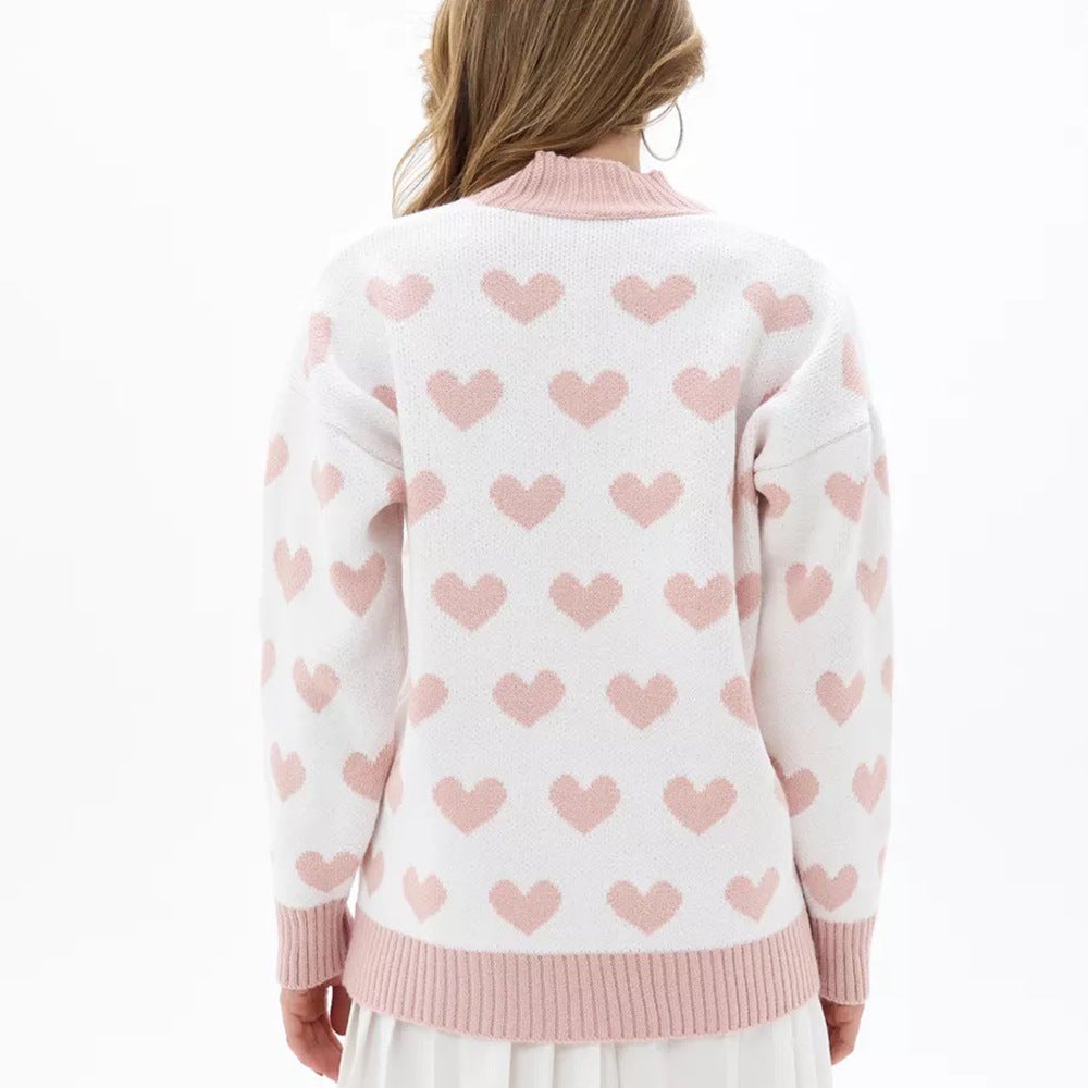 Cardigan pour femmes avec motif cœur et fermeture à bouton Chic & Stil