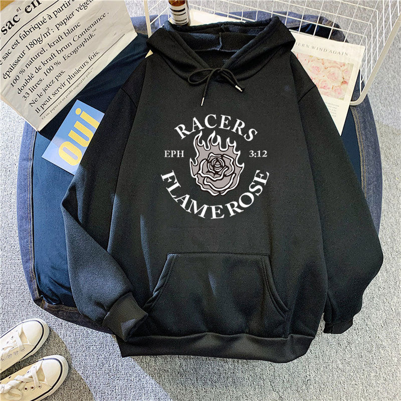 Women's hoodie with creative Flame Rose design Chic & Style
