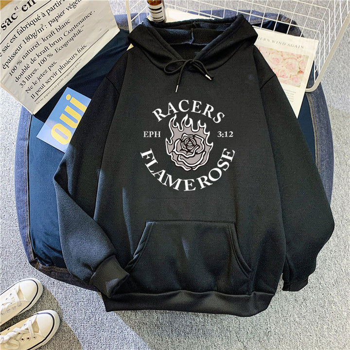 Women's hoodie with creative Flame Rose design Chic & Style