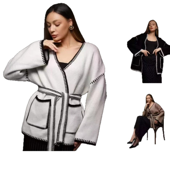 Women's knitted jacket with drawstrings and large pockets Lune London