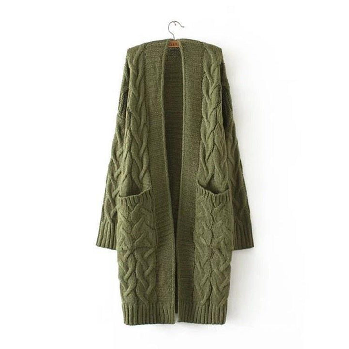 Ladies cardigan with thick braid pattern and pockets Lune London