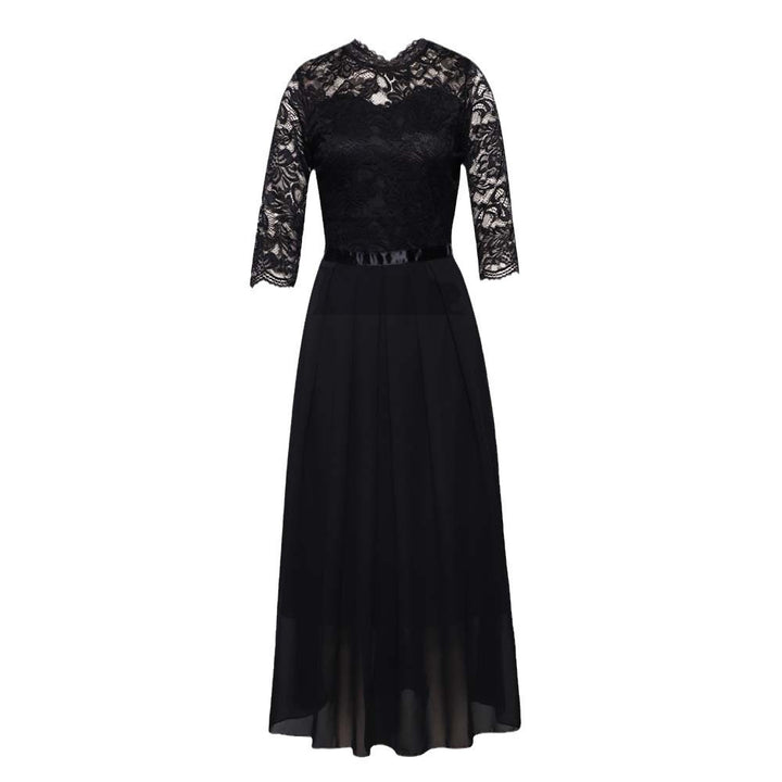 Elegant evening dress for ladies with lace top and flowy skirt Lune London