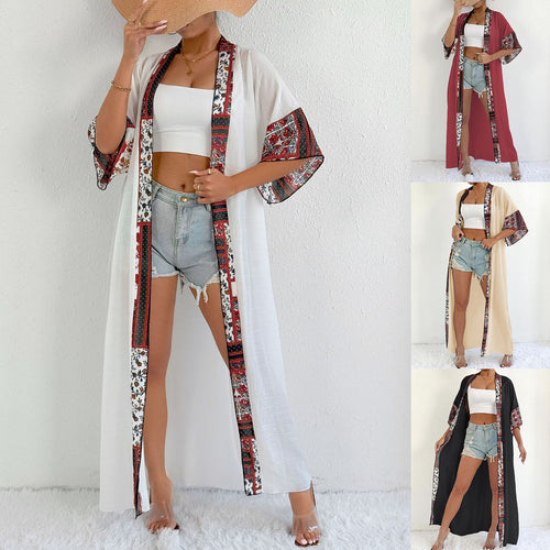 Women Bohemian Kimono Vest with Chic Floral Pattern