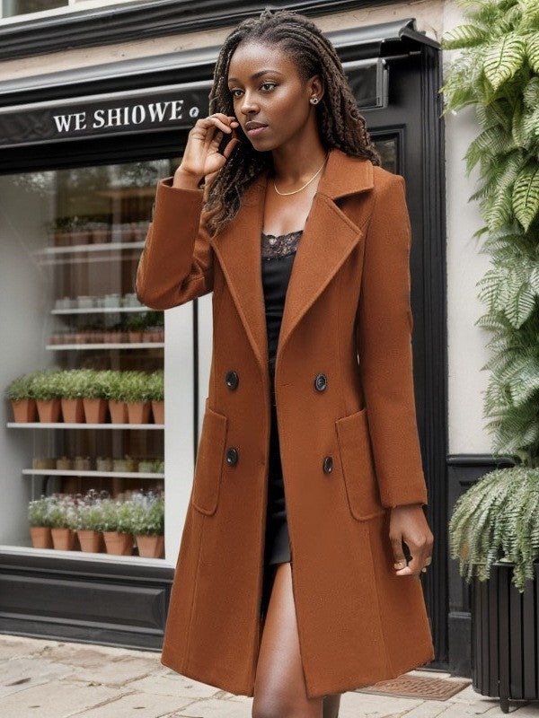 Ladies Elegant Double-Breasted Transition Coat Amarae