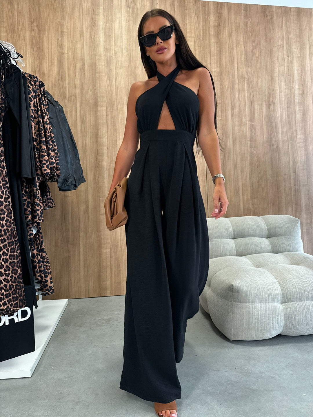 Cut-out back jumpsuit with wide legs Lune London
