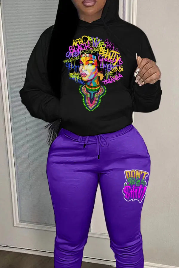 Women's hoodie and jogger set with colorful graphics Lune London