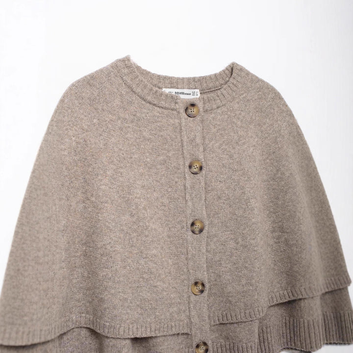 Ladies knit-cape with elegant row of buttons Lune London