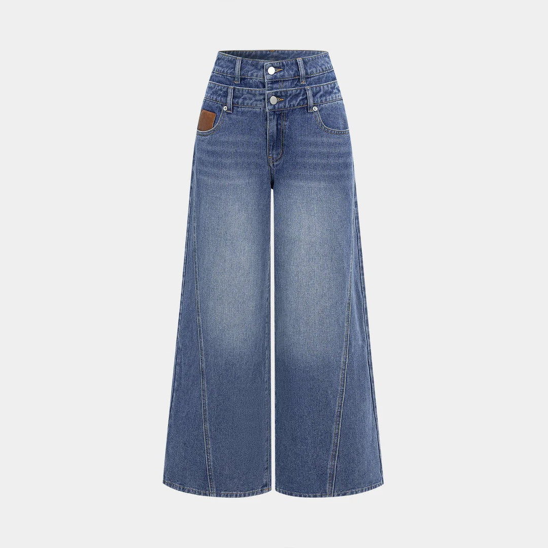 Ladies fashionable high-waist jeans with wide leg Lune London